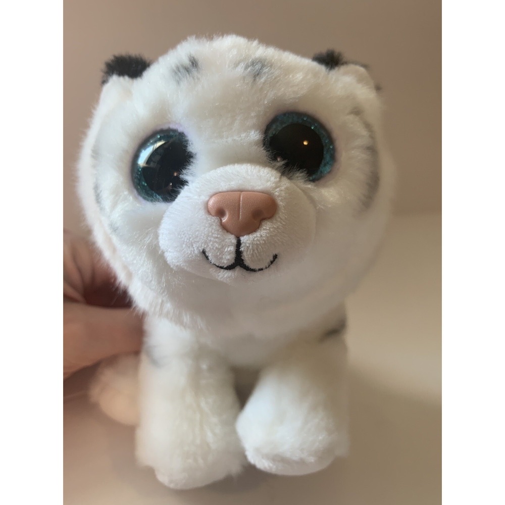 TY VELVETY BEANIE BOOs "Tundra" The White Tiger 8" Plush Glittering Eyes Stuffed